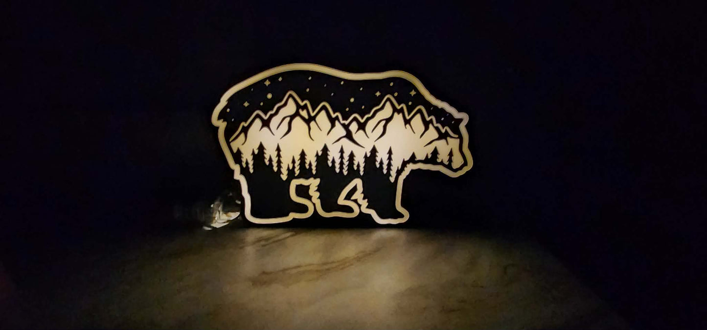 Bear with wildlife scenery light box