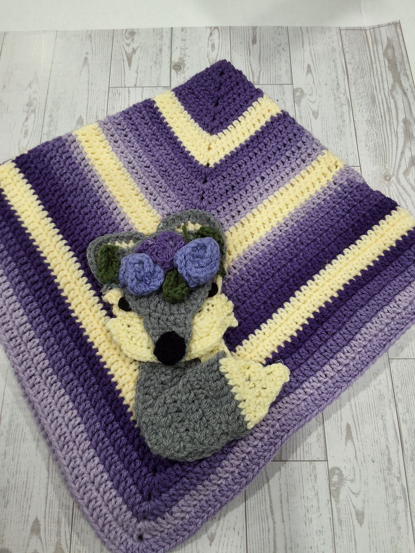 Crochet purple ombre wolf baby gift set