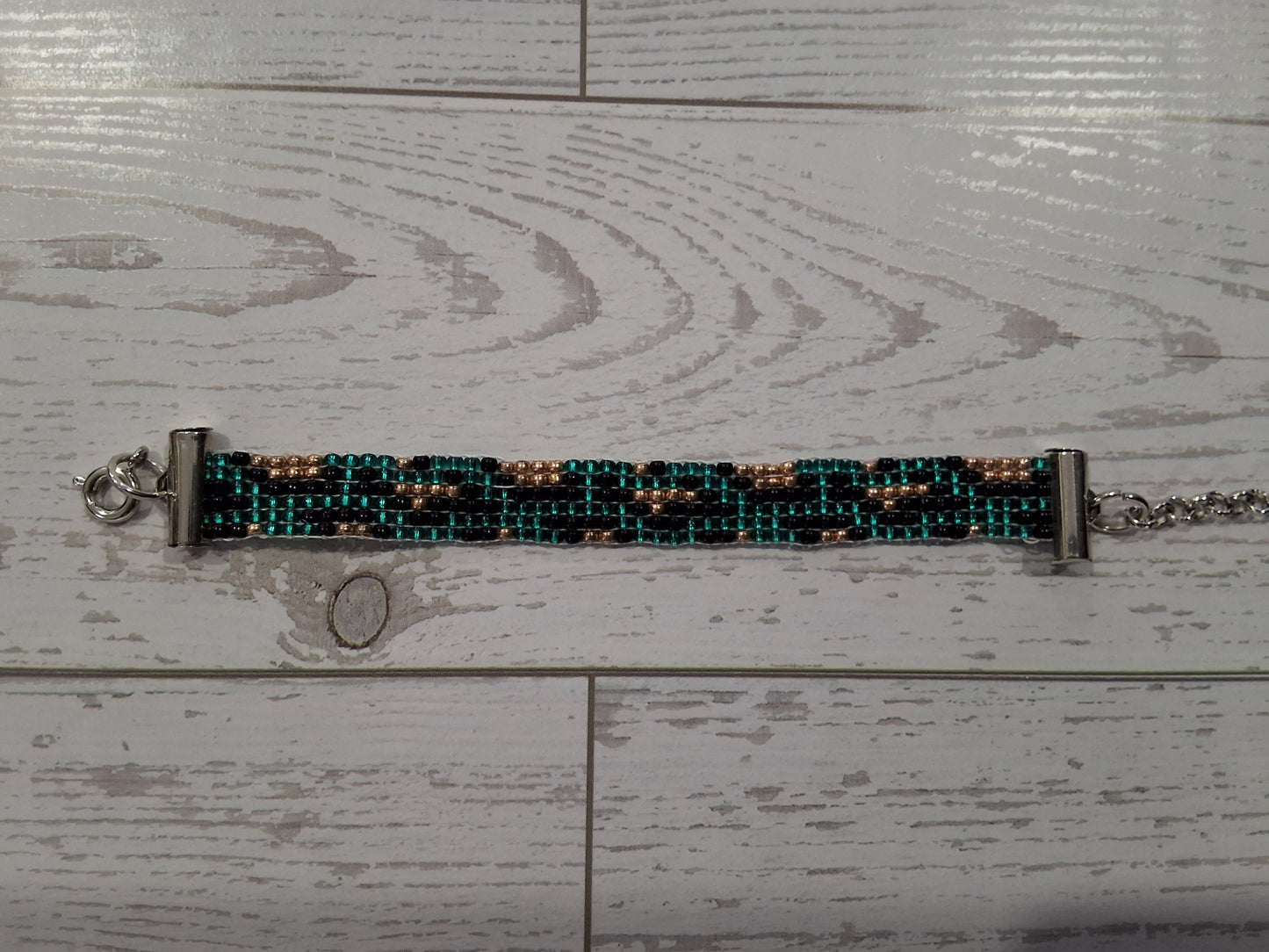 Teal Cheetah Print Beaded Bracelet
