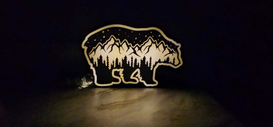 Bear with wildlife scenery light box