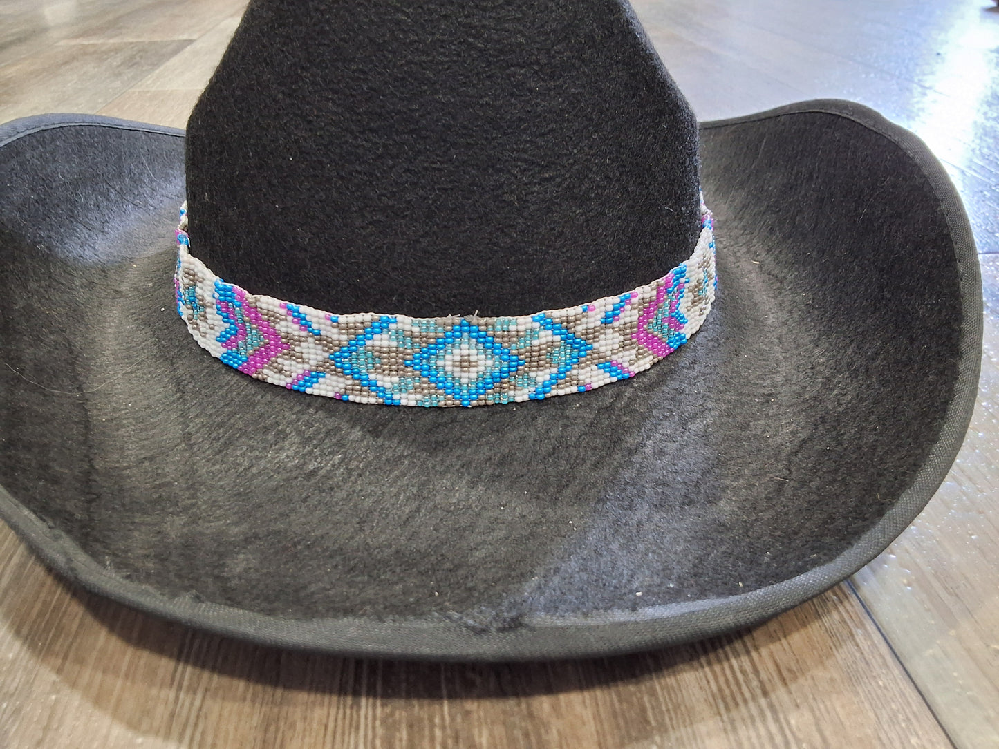 Pink and blue Aztec hat band