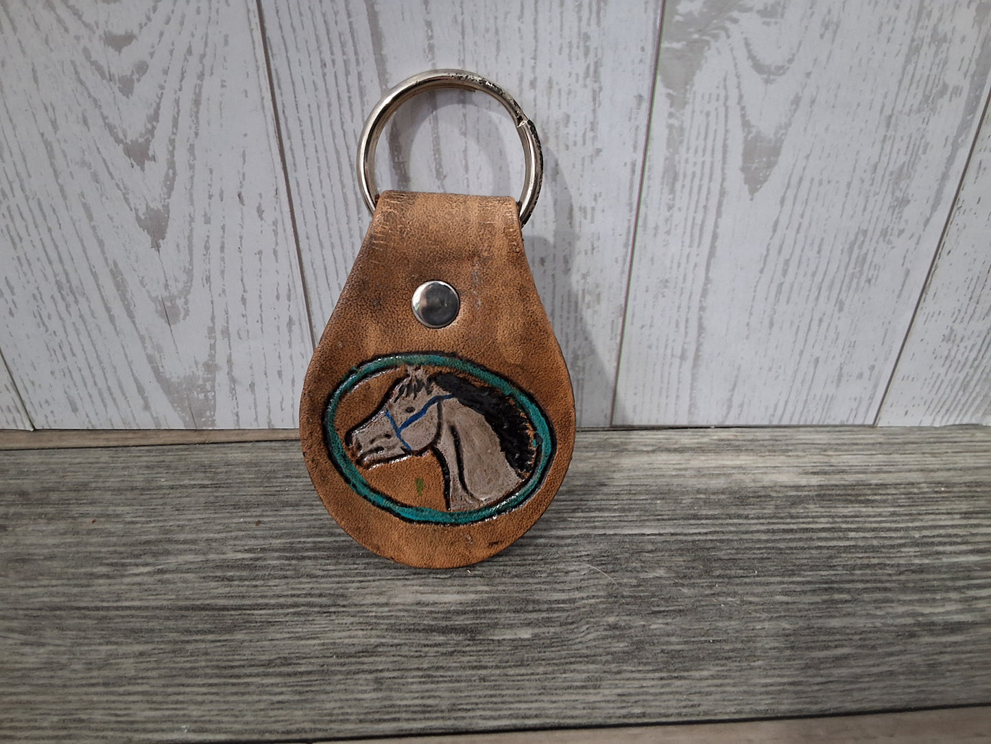 Leather Horse Key thob  style Keychain