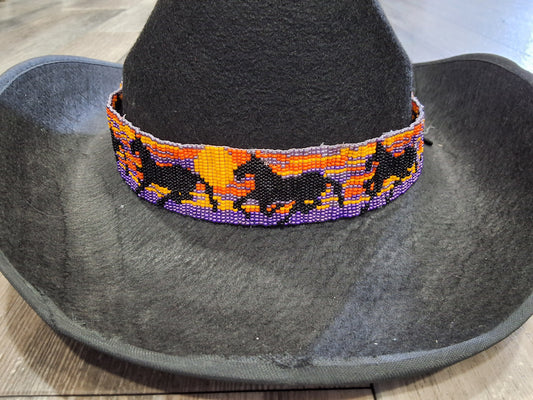 Wild horses in the sunset beaded hat band