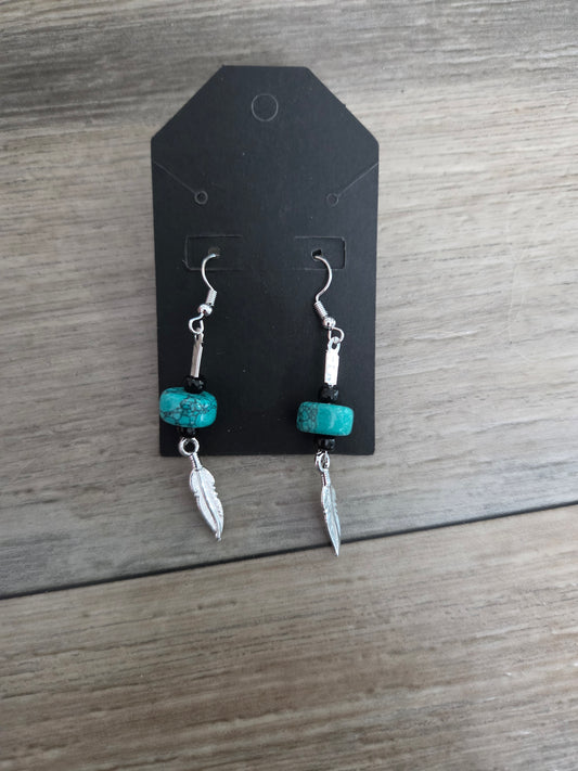 Feathered turquoise earrings