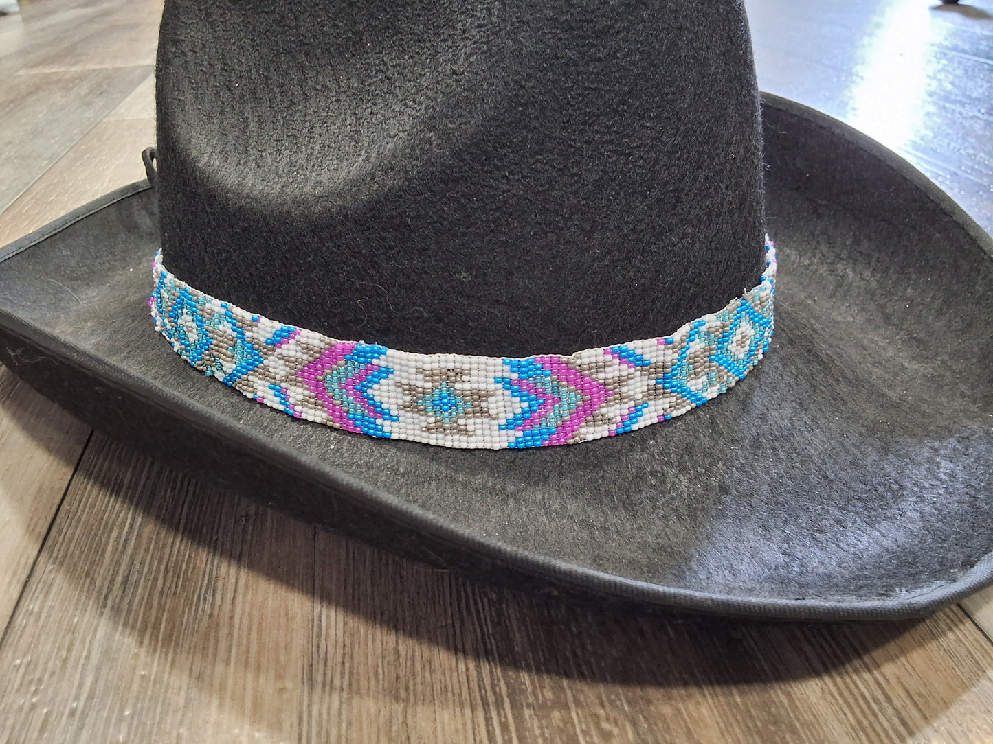 Pink and blue Aztec hat band