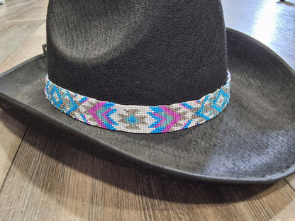 Pink and blue Aztec hat band
