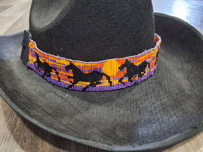 Wild horses in the sunset beaded hat band