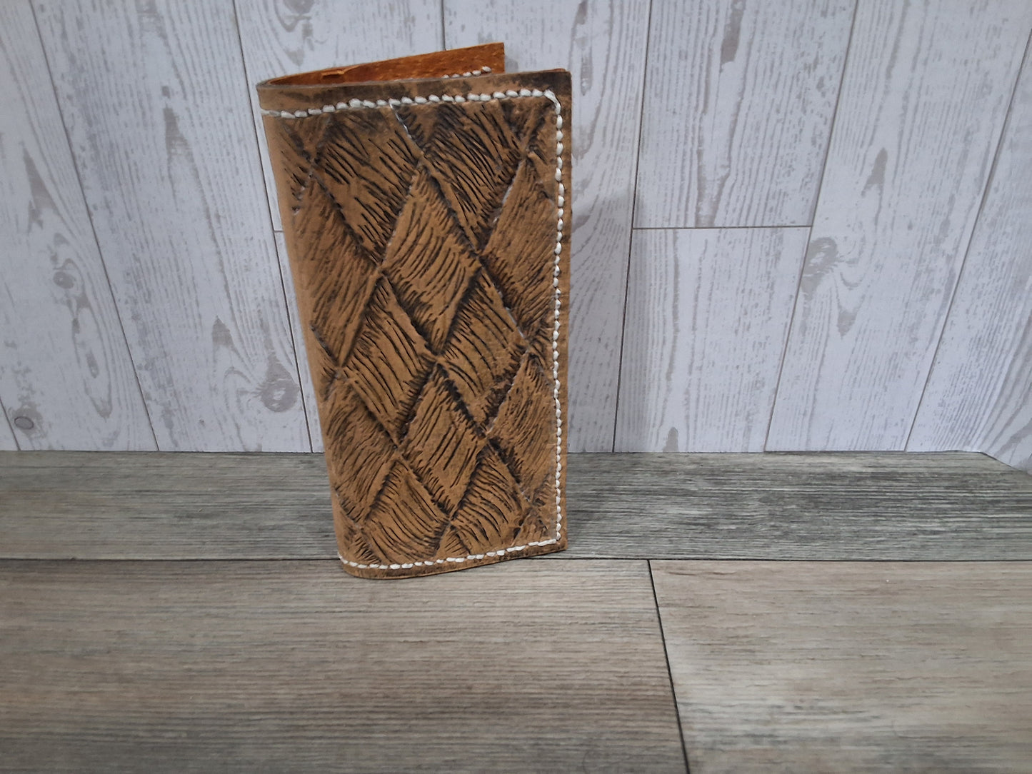 Genuine Leather Basket Weave Roper Wallet