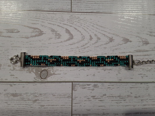 Teal Cheetah Print Beaded Bracelet