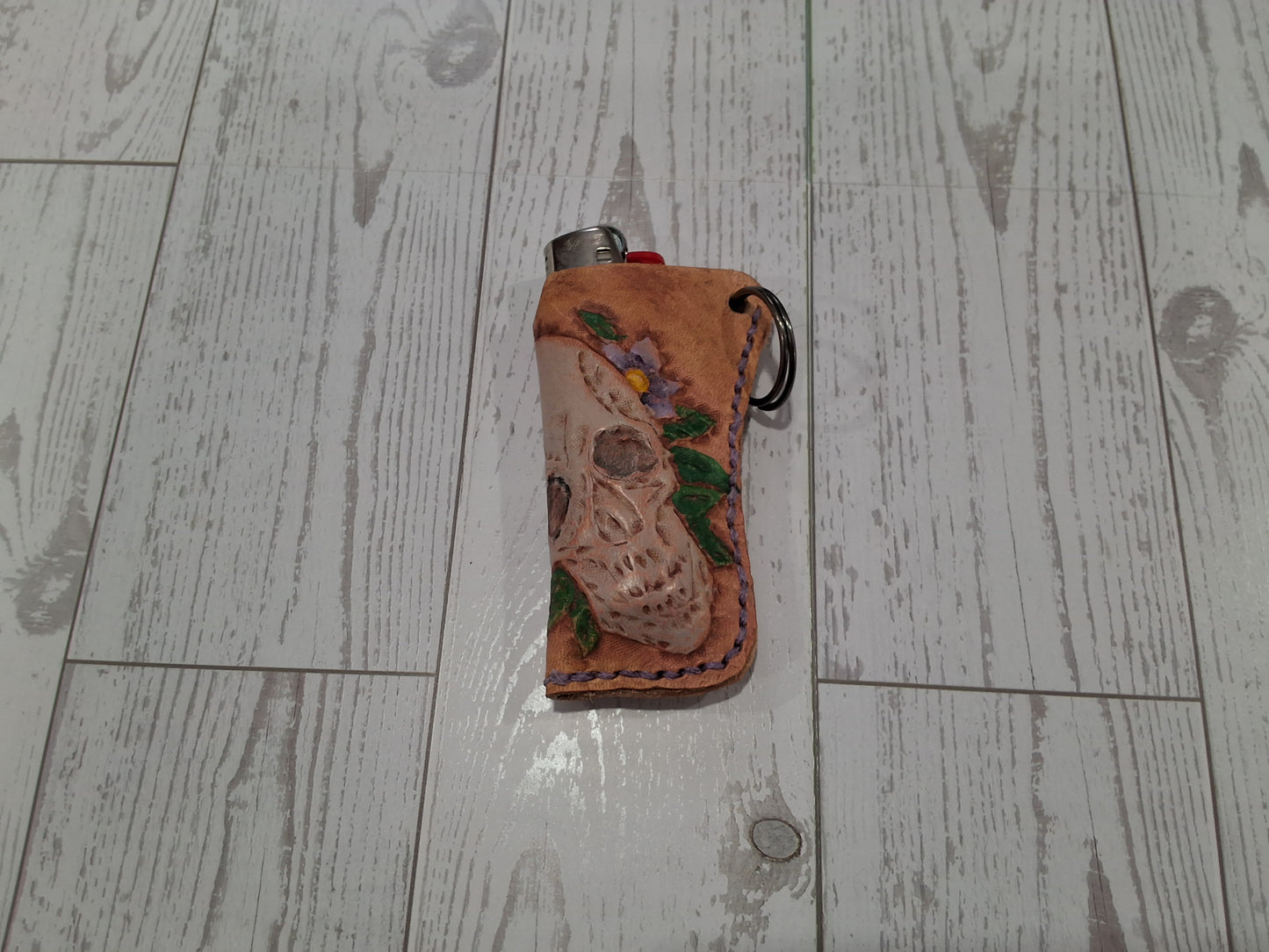 Leather Skull Lighter Cover